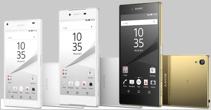 Sony Xperia Z5 Compact, Z5, and Z5 Premium in Order